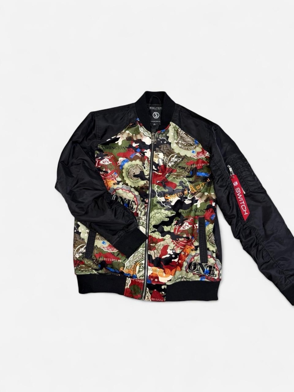 Switch Multicolor Camo Bomber Jacket - Black Sleeves